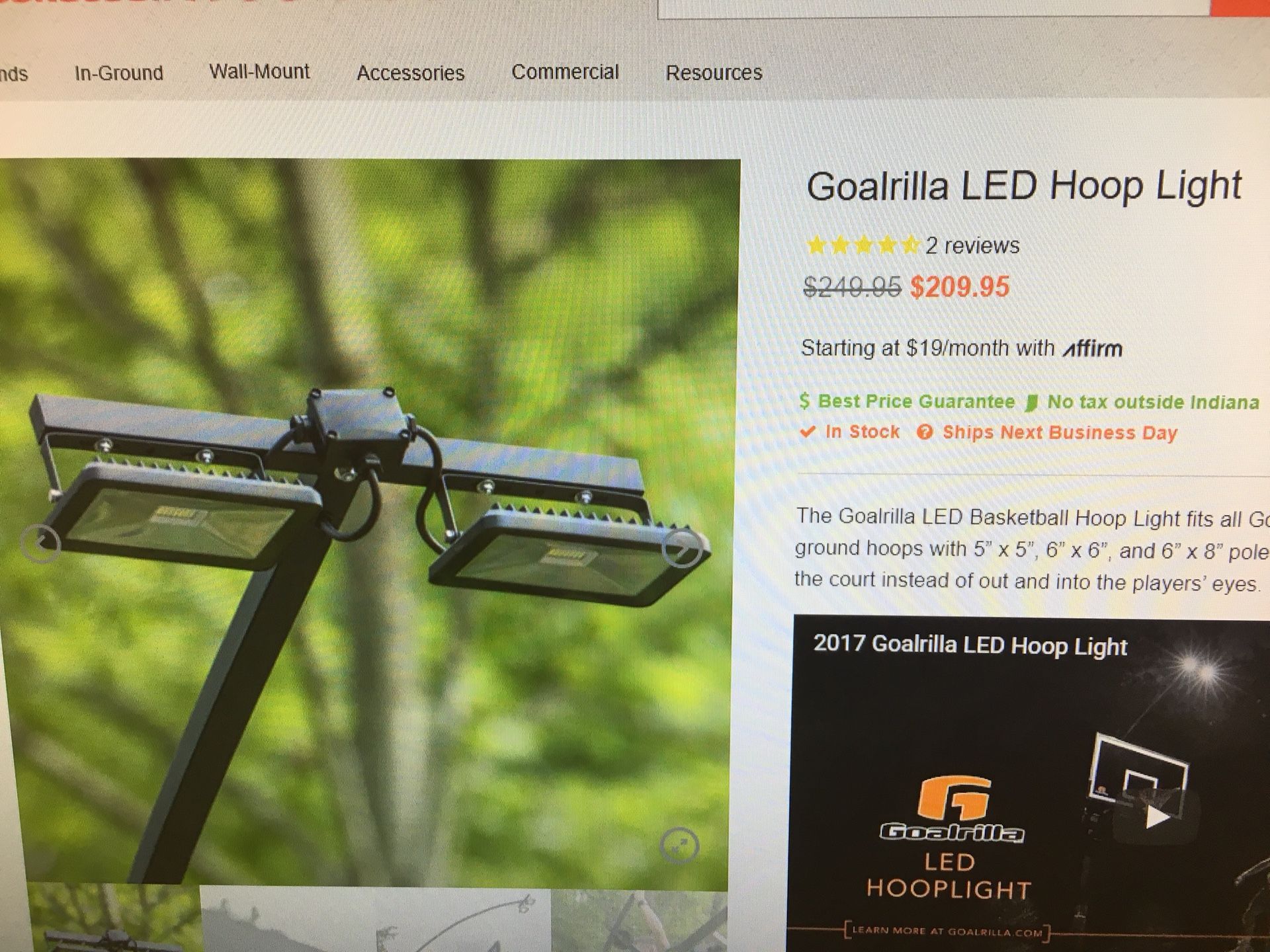 Basketball Goalrilla LED Hoop Light