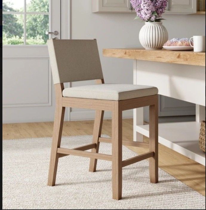 NATHAN JAMES "Linus" Modern Bar Stool -24" Counter/Seat Height - Light Brown (Brand New)