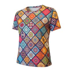 Colorful Mandala Patchwork Print T-Shirt