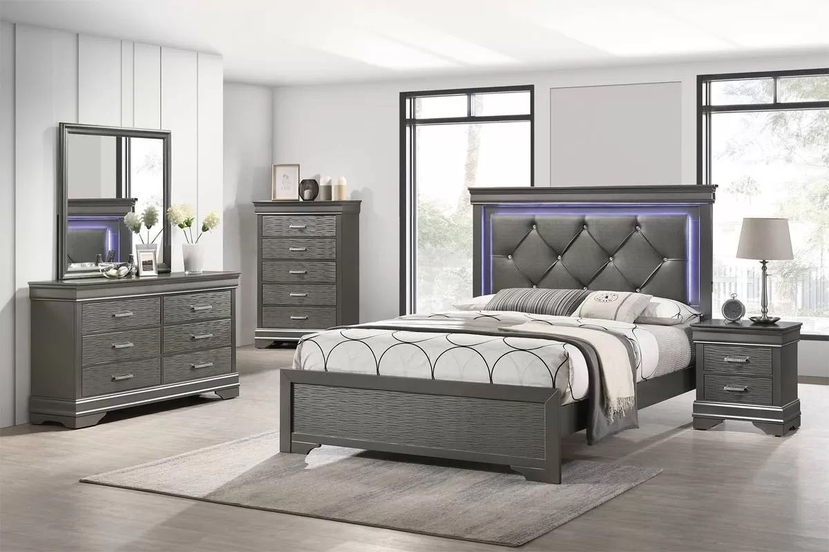 Brand New Queen Size LED Bedroom Set