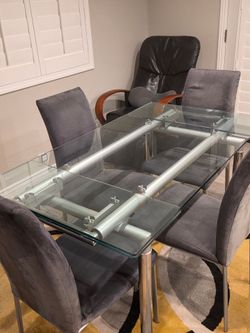 Glass Dining Table with 4 Chairs