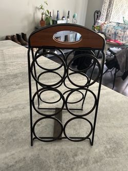 8 bottle wood and metal wine rack