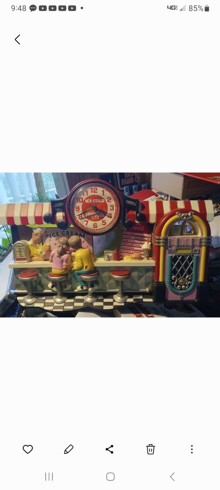 Coca Cola Wall Clock Soda Fountain Scene