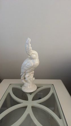 White Ceramic Cockatoo Bird Figurine