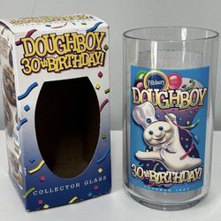 New vintage 1995 Pillsbury Doughboy 30th Birthday plastic collector glass 