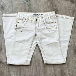 RARE!! Vintage! Dream Out Loud Size 3 White Low Rise Big Flare Bell Bottom Jeans