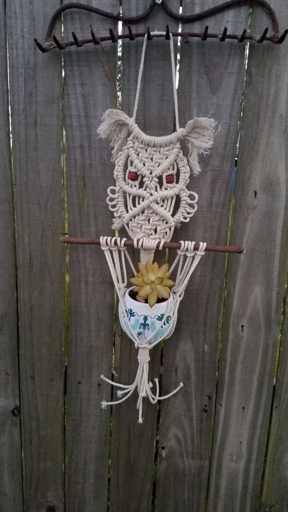 Owl Plant Holder Macrame