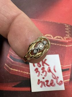 18K Solid Gold Ring For Wedding With Diamonds 💎 Stones 3.3Gr Size 6