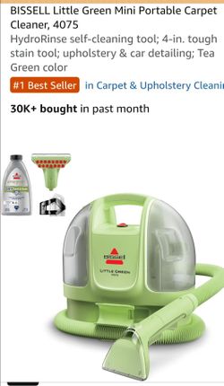 BISSELL Little Green Mini Portable Carpet
Cleaner, 4075
HydroRinse self-cleaning tool; 4-in. tough
stain tool; upholstery & car detailing; Tea
Green c