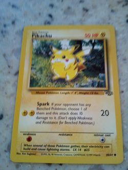 Vintage 1999 Pokemon Pikachu/ card # 60/64. 50 hp/ spark -20