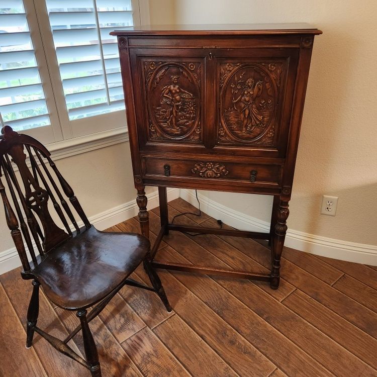 Antique oak carved secretary's Desk