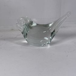 Vintage Murano Style Clear Art Glass Bird Figurine Paperweight Handblown Dove