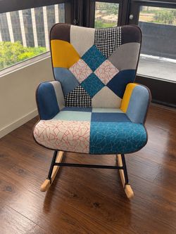 Patchwork Upholstered Rocking Chair