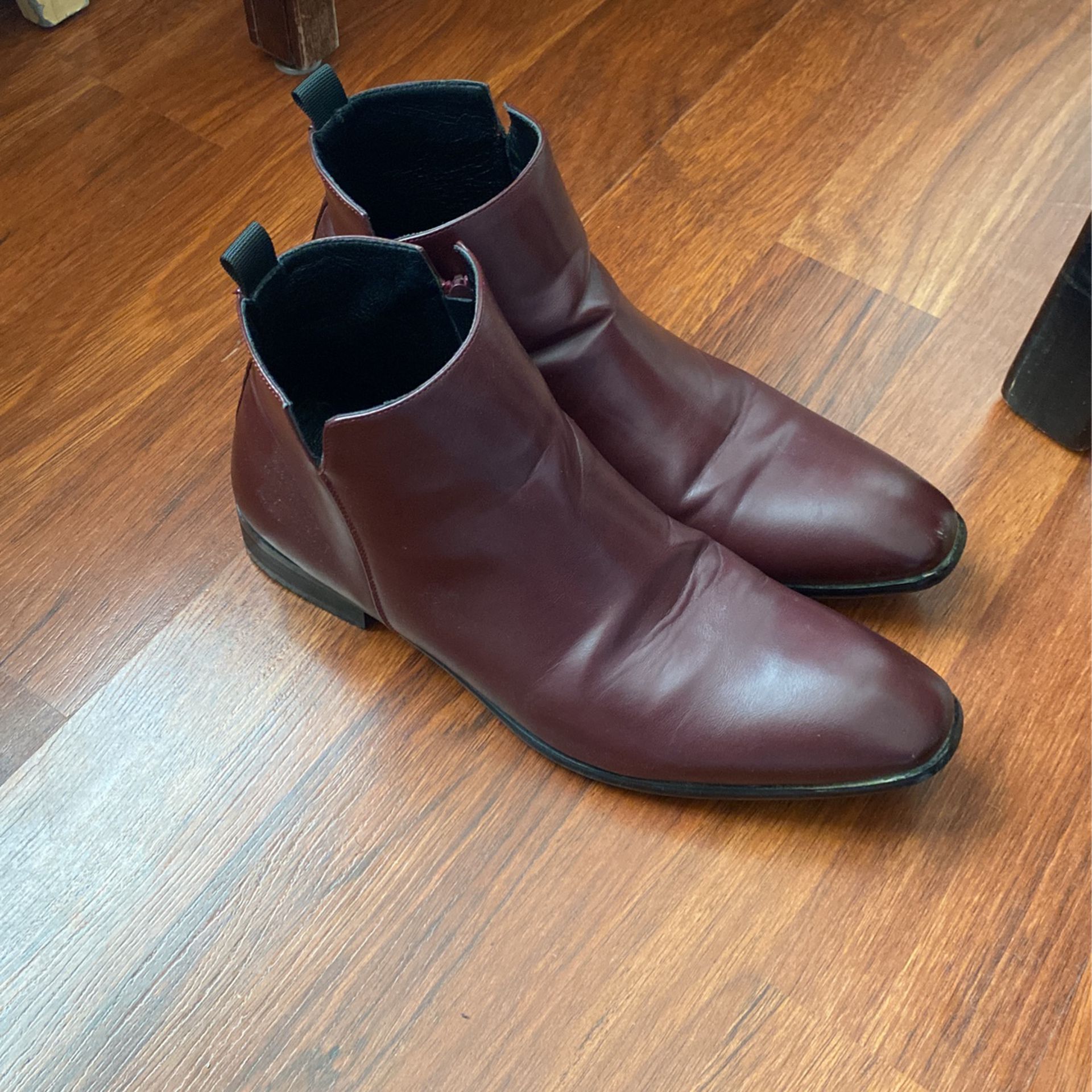 Cherry Red Leather Chelsea Zipper Boots