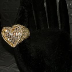 18 k Gold Plated Baguette Heart Ring 