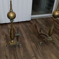 Antique Brass Andirons Fire Place Rests