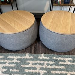 2 Modern Round Storage Ottoman, Excellent Condition