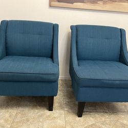 Pair of Teal Accent Chairs – $25 Each