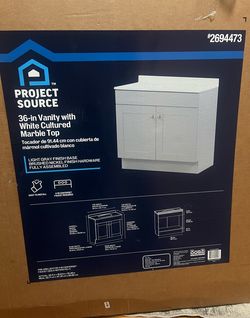 36” Bathroom Vanity Base Cabinet Light Gray – Project Source Dover No Top
