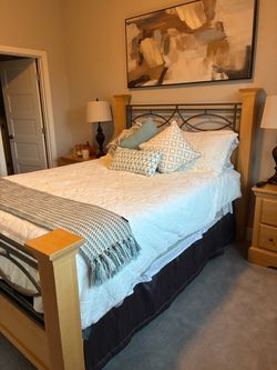 Queen Bed Frame Wood and Metal