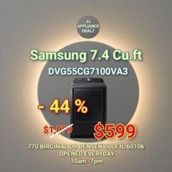 ⚡️New Samsung - 7.4 Cu. Ft. Smart Gas Dryer with Steam Sanitize+ - Black DVG55CG7100VA3