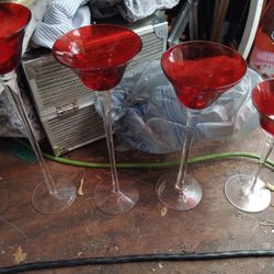 4 Ruby Red Candle Holders