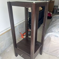 Media Stand (Sauder)-Wood With Glass Shelf