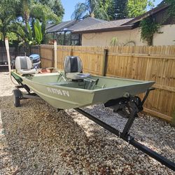 14 Foot Lowe John Boat With A 20hp Evinrude
