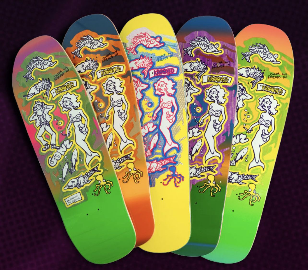 Krooked Color My Friends Blind Bag Sealed Skateboard Deck - Pick Up Only