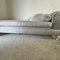 Silver Leopard Chaise Lounge / Daybed – Hollywood Regency Style – 78.5”