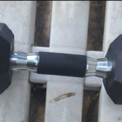 Hex Dumbbell 10 lb Black Rubber Steel Weight Lifting Gym Training