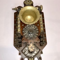 Vintage Brass Mortar & Pestle Wall Plaque – Spanish Revival Style Rare