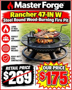47in Steel Round Wood Burning Fire Pit