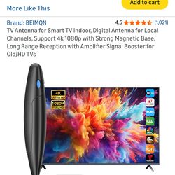 TV Antenna for Smart TV Indoor, Digital Antenna for Local Channels, Support 4k 1080p with Strong Magnetic Base, Long Range Reception with Amplifier Si