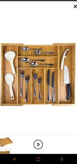 bamboo expandable utensil organizer