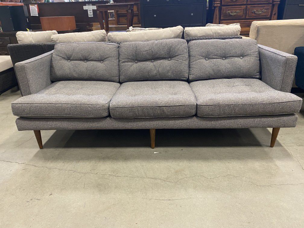 WEST ELM Grey Tufted Sofa