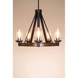 Chandelier - Kichler Lighting Barrington 5 Light Distressed Black And Wood 