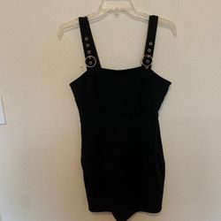 Black Mini O Ring Suede Dress Womens Medium 