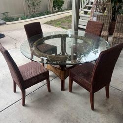 Glass Table 60” With 2 Chairs