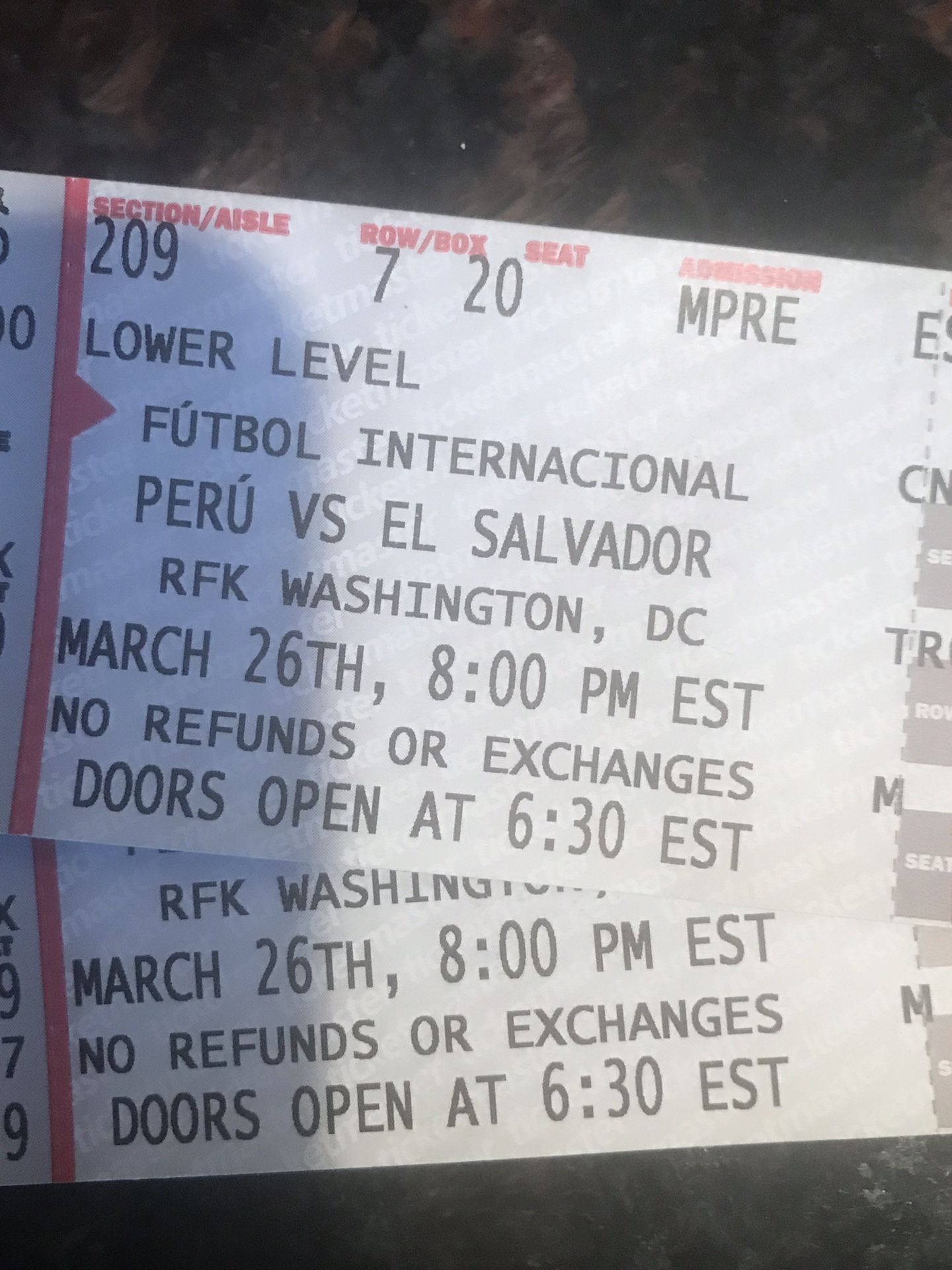 Peru vs El Salvador Tickets Pair