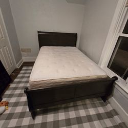 Grey Sleigh Full Bed Frame