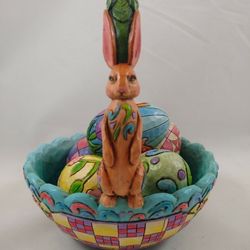 Jim Shore Heartwood Creek Hunting Eggs Finding Joy, Easter Basket w Eggs