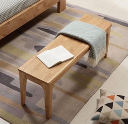 Wood Solid Oak Wooden Bed End＆Entryway Bench , Dining Bench for Bedroom Living Room Kitchen(Natural)