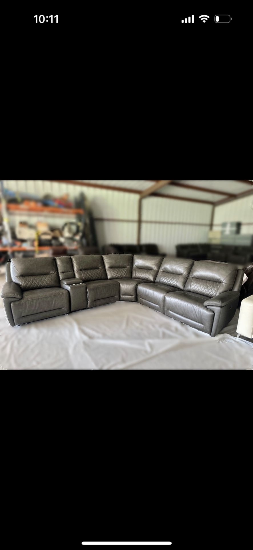 ✨Ryerson 6-piece Power Reclining Leather Sectional with Power Headrests✨
