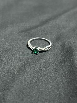 Sterling Silver Ring - Green CZ