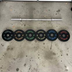 New Olympic Weights Bumper Plates With Barbell 