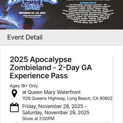 Apocalypse Zombie land 2 - Day GA Ticket 