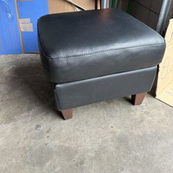 Black Leather Type Ottoman