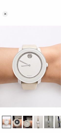 Movado Bold Crystal Watch with Leather Strap