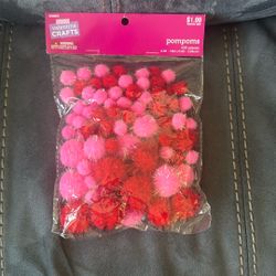 New Valentine Crafts 100 Piece Pink Red Pompoms Arts Crafts